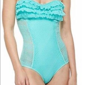 Juicy couture 1pc ruffle lace swimsuit Aqua